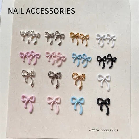 Dijes Para Uñas Con Lazo Decoraciones De Arte De Uñas Aleación Resina Estereoscópica Colorida Estilo Japonés Accesorios Manicura