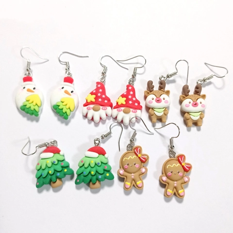 Weihnachtsohrringe Cartoon Harz Weihnachtsmann Lebkuchenmann Rentier Schneemann Baum Legierungshaken Party Schmuck Geschenk