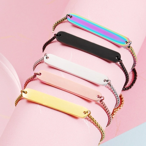 Pulsera Barra Acero Inoxidable Chapado Oro 18K Cadena Ajustable Geométrica Minimalista Joyería Pulida Mujeres Hombres