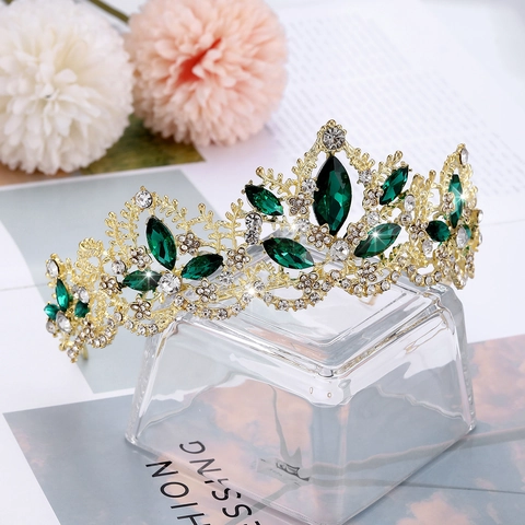 Luxus Strass Brautkrone Tiara Frauen Hochzeit Barock Legierung Kristall Blumen Kopfschmuck Festzug Party Haarschmuck