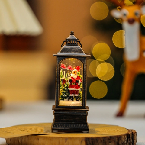 Lanterna Di Natale LED Retrò Bronzo Babbo Natale Pupazzo Di Neve Albero Ornamento Decorazione Festa