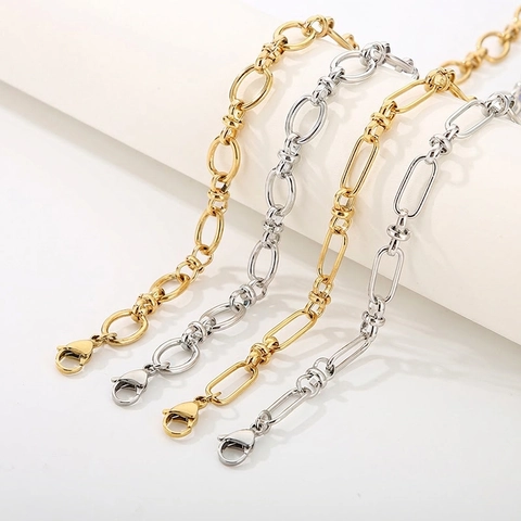 Stainless Steel Link Chain Necklace Minimalist Geometric Oval Buckle Hip Hop Trendy Jewelry For Women