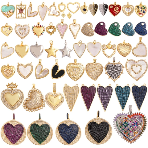 Herz Stern Anhänger Charms Legierung Messing Mit Zirkon Muschel Künstliche Perle Emaille Für DIY Schmuckherstellung Kettingen Armbänder