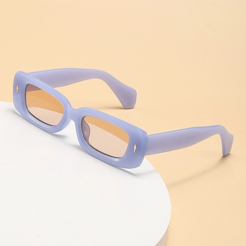 Occhiali Da Sole Rettangolari Retro Protezione UV400 Montatura PC Rivetto Quadrati Uomo Donna