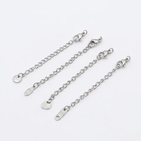 Stainless Steel Jewelry Extender Chain With Lobster Clasp Heart Round Waterdrop Tags For DIY Necklace Bracelet Making