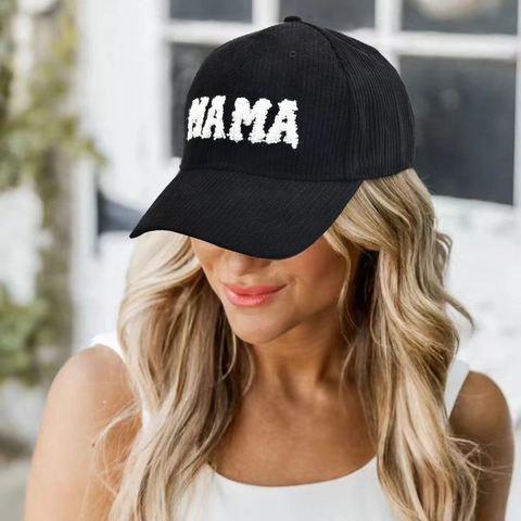 MAMA MINI Letter Embroidery Corduroy Baseball Cap Parent-Child Matching Sun Hat Versatile Warm Outdoor For Women And Kids