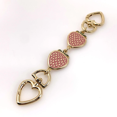 Strawberry Bag Extension Chain Alloy Enamel Heart Snap Hook Shoulder Strap Accessory Sweet Handbag Decoration