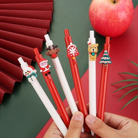Weihnachts Gelstift Druckkugelschreiber 3D Silikon Cartoon Weihnachtsmann Rentier Studenten Schreibwaren Geschenk Plastik