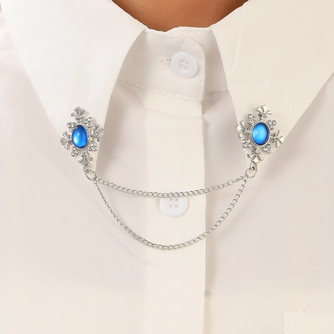 Retro Alloy Rhinestone Water Drop Collar Chain Tassel Brooch Cross Skull Hand Gothic Corsage For Women Men Clothing Decor