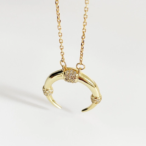 Mond Anhänger Halskette 925 Sterlingsilber Mit Zirkonia Eleganter 18K Vergoldeter Schmuck Für Damen Schickes Geschenk