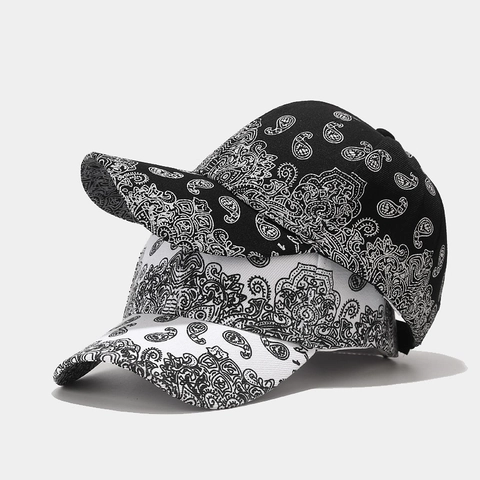 Paisley Print Baseball Cap Cotton Acrylic Blend Adjustable Sun Protection Hip Hop Streetwear Hat For Men Women