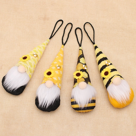 Bee Festival Sunflower Gnome Ornaments Bumble Bee Plush Dwarf Faceless Doll For Spring Farmhouse Party Home Decoration