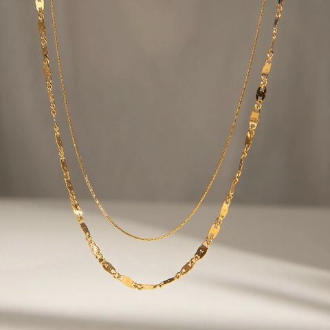 Layered Necklace Gold Plated Stainless Steel Waterproof Hypoallergenic Snake And Link Chain Minimalist Jewelry Women