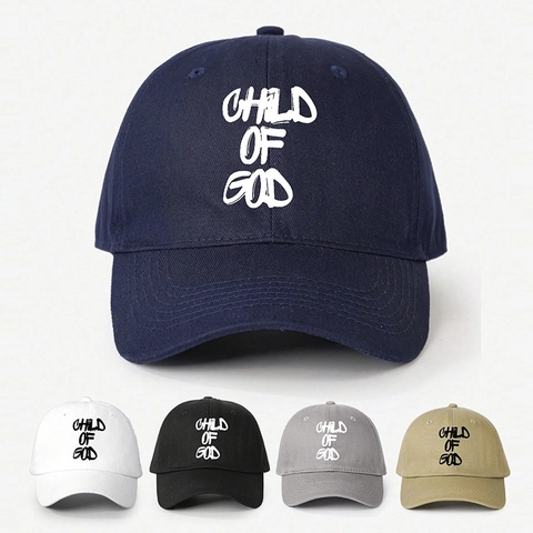 Child Of God Letter Print Baseball Cap Adjustable Curved Brim Polyester Outdoor Casual Unisex Sun Hat