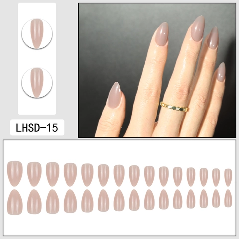 Glossy Almond Press On Nails Nude Pink Kurz Künstliche Nägel Full Cover Maniküre Für Frauen Einfacher Stil