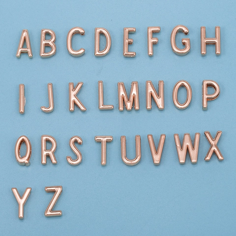 Rose Gold Alphabet Letter Charms 3D Hollow Initial Beads For DIY Jewelry Making Bracelets Necklaces Alloy Polished
