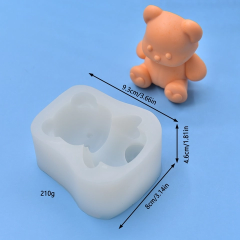 3D Zittende Beer Siliconen Vorm Cartoon Diervorm Voor DIY Bakken Taart Decoratie Kaars Zeep Hars Handwerk Hart Voeten