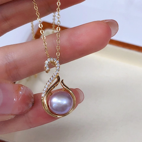 Collier Pendentif Perle Eau Douce Cygne Alliage Élégant Zircone Cubique Choker Pour Femmes Cadeau Anniversaire Mariage