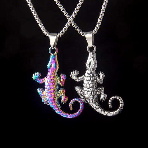 Collana Con Ciondolo A Forma Di Cocodrillo Lucertola Con Ciondolo In Lega E Catena In Acciaio Inossidabile Gioielli Hip Hop Per Uomo Donna