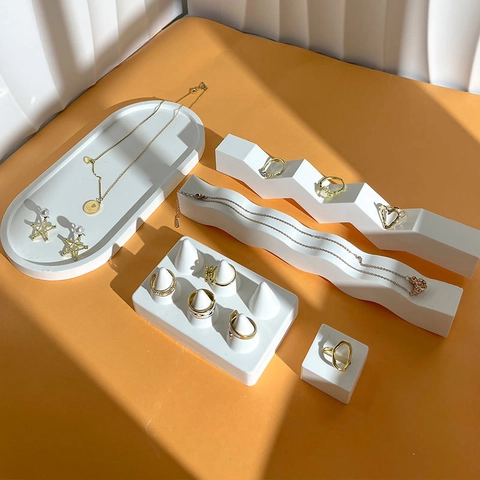 Jewelry Display Stand Plaster Geometric Photography Props For Ring Necklace Earring Minimalist Modern Style