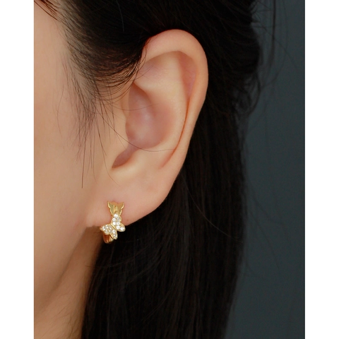 Butterfly Hoop Earrings 925 Sterling Silver Cubic Zirconia Dainty Chic Animal Style Fashion Jewelry Gift For Women
