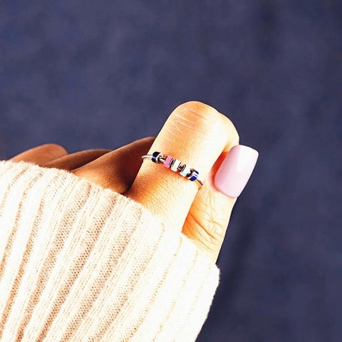 Angst Spinner Ring Edelstahl Emaille Rotierende Perlen Anti Stress Relief Fidget Schmuck Finger Accessoire