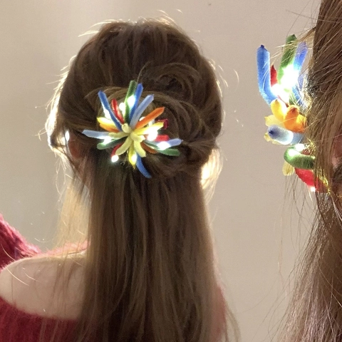 LED Lichtgevende Vuurwerk Haarklem Kleurrijke Pluche Chenille Ster Vorm Eendenbek Clip Party Haaraccessoire Voor Vrouwen