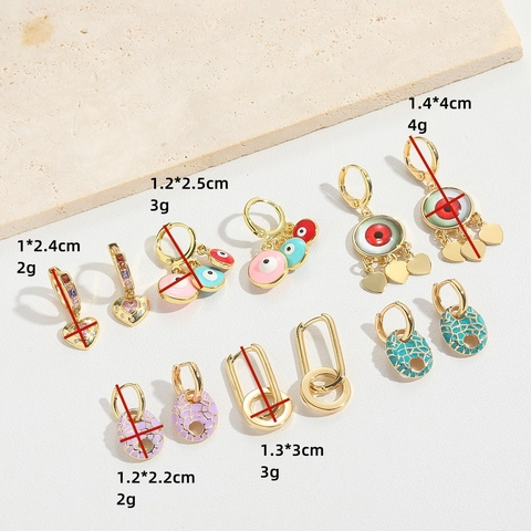 Minimalistische Kupfer Böser Blick Herz Ohrhänger Für Damen Vergoldet Emaille Zirkonia Geometrischer Modeschmuck Geschenk