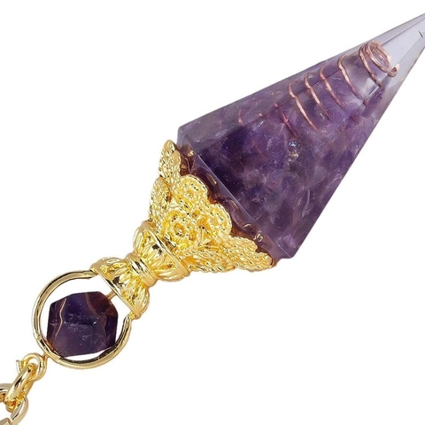 Naturkristall Chip Harz Pendel Anhänger Halskette Hexagonaler Kegel Orgonit Energie Heilung Chakra Schmuck Für Damen Herren