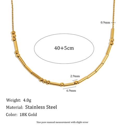 Minimalistische Perlen Rundrohr Kette Halskette Edelstahl 18K Vergoldet Geometrischer Schmuck Für Damen Täglich