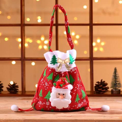 Kerst Cadeauzakjes Stof Trekkoord Snoepzak Kerstman Sneeuwpop Applicatie Vakantie Feest Decoratie Voor Kinderen
