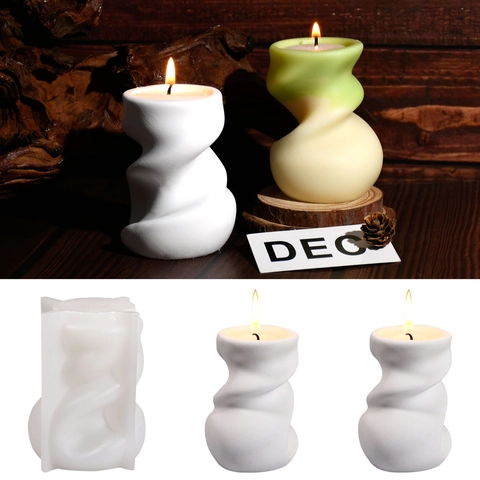 Spiral Twist Silicone Candle Mold Irregular DIY Craft Plaster Resin Casting Home Decor Scented Candle Making Tool