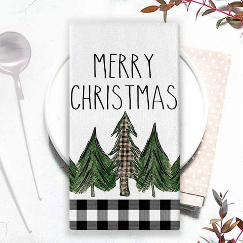 Torchons De Cuisine De Noël En Microfibre Chiffons À Vaisselle Absorbants Imprimés Bonhomme De Neige Flocon Décoratif Maison