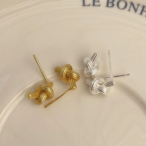 Knot Stud Earrings 925 Sterling Silver Minimalist Twisted Rope Design Fashion Jewelry For Women