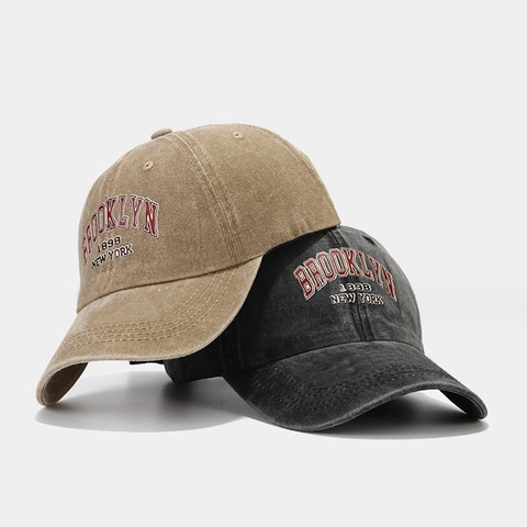 Cappello Da Baseball In Cotone Lavato Vintage Distressed Brooklyn 1898 Ricamo Regolabile Retrò Cappello Da Sole Unisex