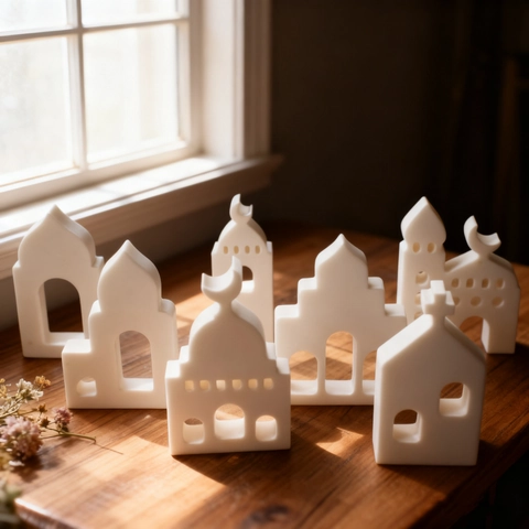 Architectuur Vorm Siliconen Mal DIY Hol Huis Moskee Kerk Voor Hars Gips Pleister Kaars Zeep Maken Ramadan Decor