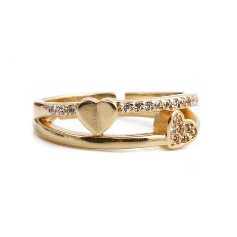 Anillo De Corazón Abierto Ajustable Minimalista Cobre Micro Pave Zircon Beso Letra Joyería De Dedo Mujeres
