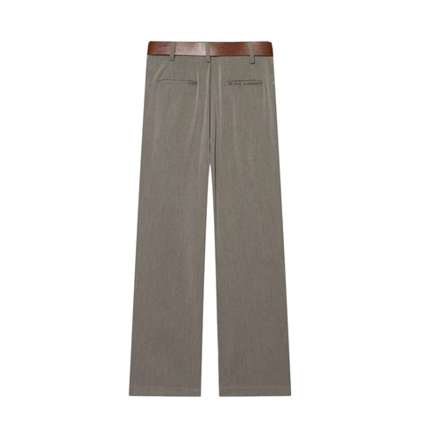 High Waist Weites Bein Hose Und Ledergürtel Goldene Metallschnalle Köperstoff Lässig Elegant Für Damen