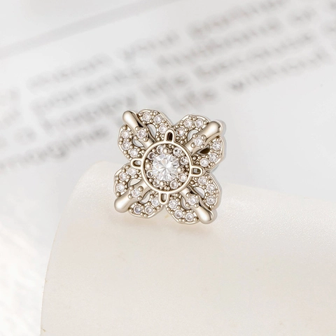 Bloem Oorkraakbeen Stud Titanium Staal Schroefsluiting Koper Zirkonia Piercing Sieraden Elegant Glanzend Accessoire Voor Dames