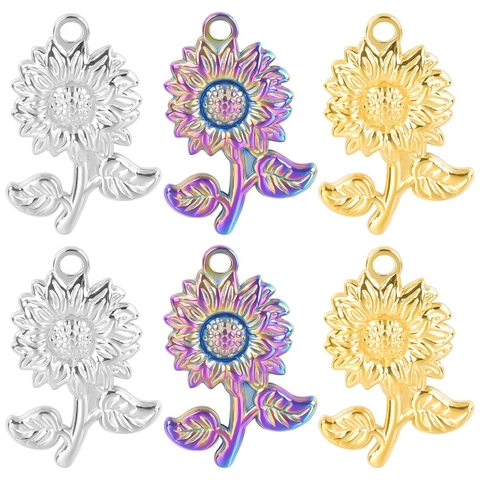 Collana Con Pendente Girasole Acciaio Inossidabile Placcatura Sottovuoto Design Floreale Gioielli Eleganti Per Donne Accessorio