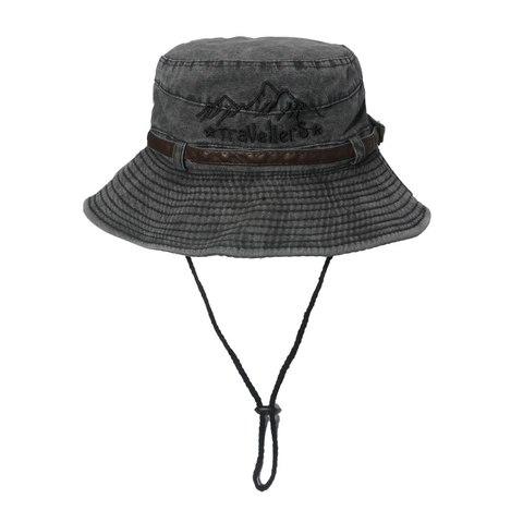 Cappello Boonie Da Pescatore Tela Lavata Tesa Larga Protezione Solare Trekking Pesca Viaggio Ricamo Montagna Uomo Donna