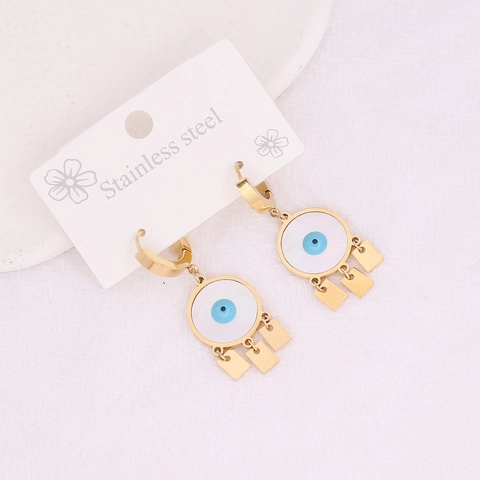 Boze Oog Hangoorbellen Roestvrij Staal Verguld Emaille Geometrische Druppel Sieraden Voor Dames