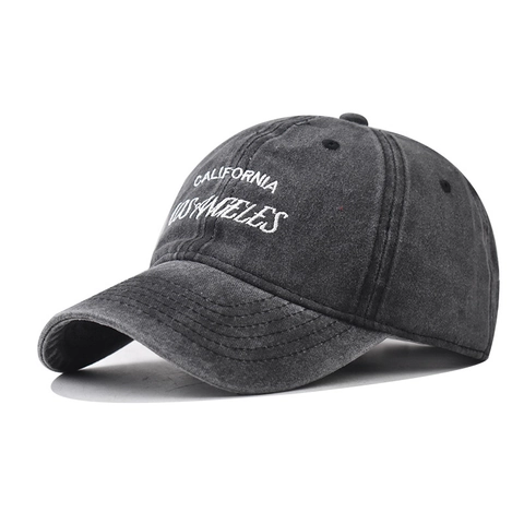 Vintage Baseball Cap Washed Cotton Los Angeles California Embroidery Distressed Peaked Hat Adjustable Outdoor Casual Streetwear Unisex