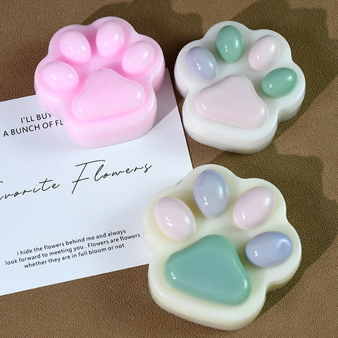Moule En Silicone Patte De Chat Cavités Multiples Pour Coulée De Résine DIY Savon Bougie Bijoux Porte-clés Artisanat
