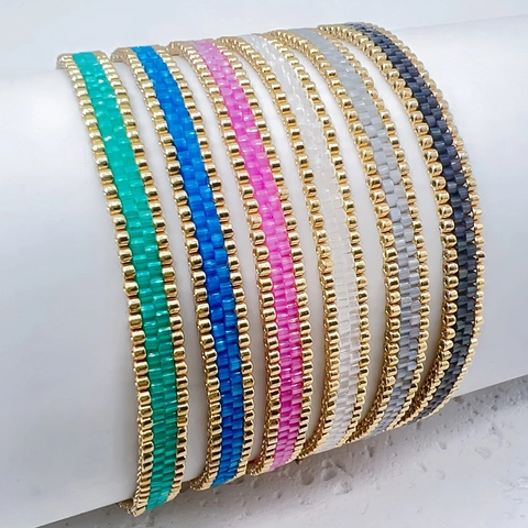 Handmade Glass Bead Bracelet For Women Adjustable 304 Stainless Steel Chain Bohemian Minimalist Solid Color Fashion Jewelry Gift