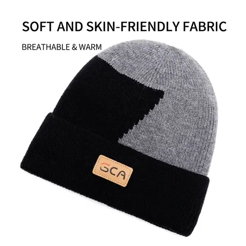Berretto In Maglia Di Acrilico Invernale Unisex Fodera Termica Spessa Antivento Blocchi Di Colore Stile Di Strada