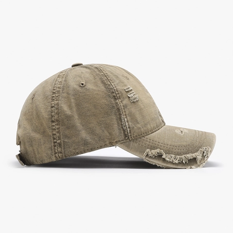 Vintage Washed Cotton Baseball Cap For Men And Women Distressed Ripped Dad Hat Retro Sun Protection Adjustable Outdoor