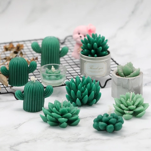 Realistic Succulent Plant Silicone Mold Flower Cactus Shape For DIY Scented Candle Aromatherapy Stone Soap Plaster Cake Decorating