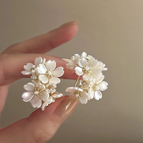 Orecchini A Lobo Floreali Con Perla Artificial Rhinestone E Perno In Argento Sterling 925 Stile Francese Vintage Per Donne