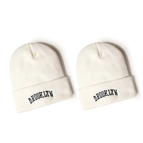 Brooklyn Letter Embroidery Knitted Beanie Hat Acrylic Warm Soft Winter Skull Cap For Men Women Casual Streetwear